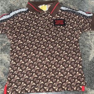 Burberry Kids Polo with Brown and Red Pattern